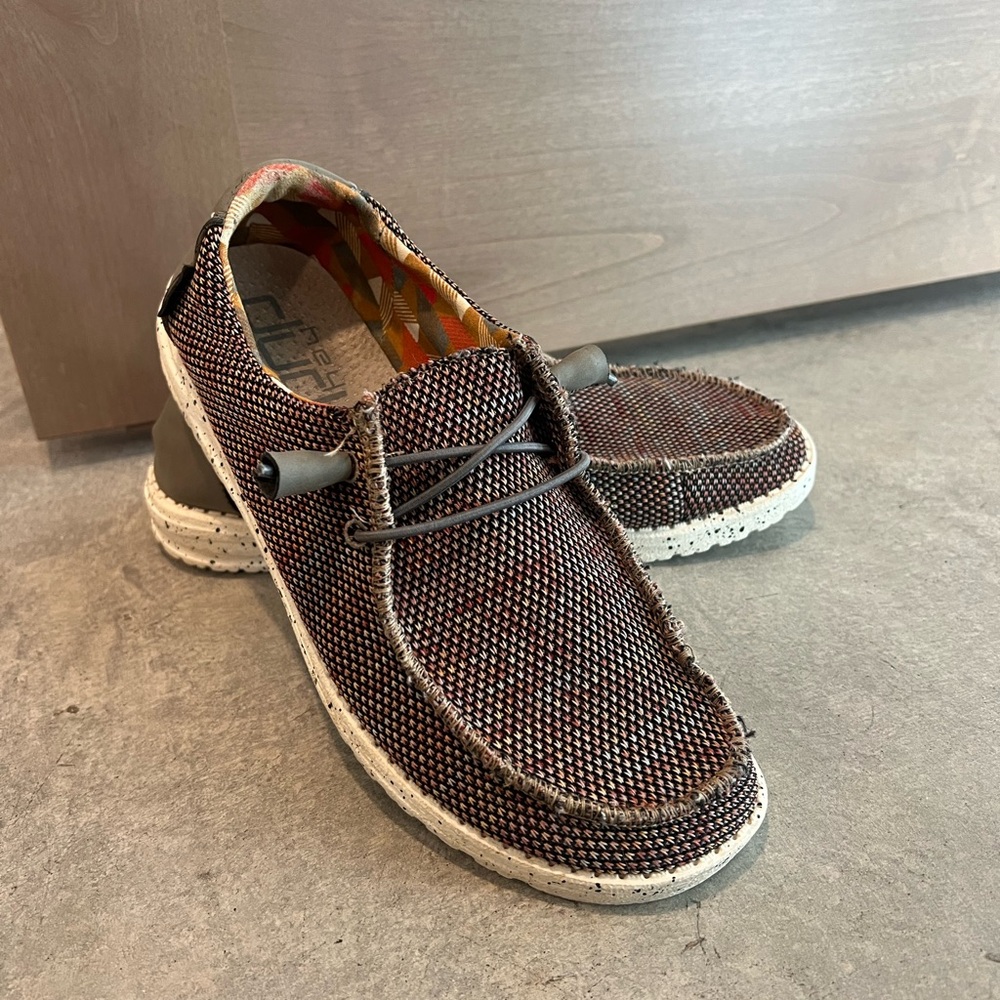 Hey Dude Textured Brown and Cream Slip-Ons